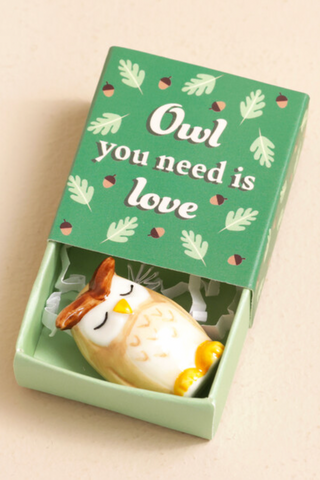 Tiny Matchbox Ceramic Token: Owl