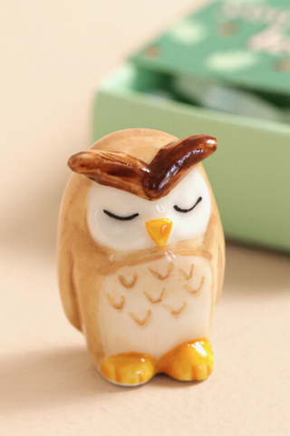 Tiny Matchbox Ceramic Token: Owl