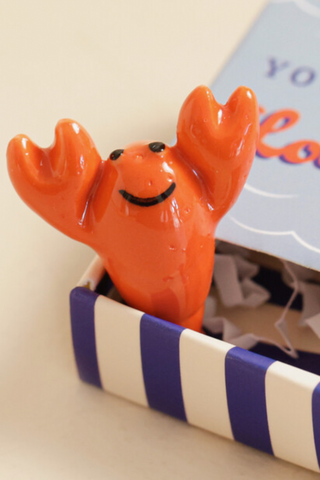 Tiny Matchbox Ceramic Token: Lobster