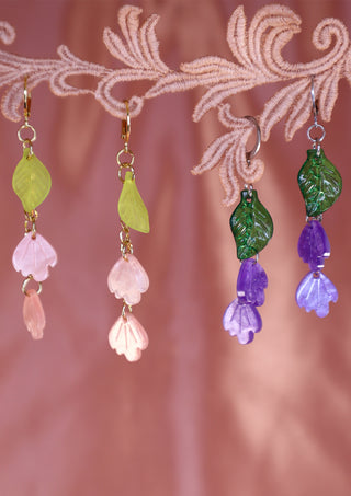 Tiny Shimmering Petals Pink Earrings