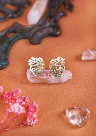 Anatomic Heart stud earrings gold