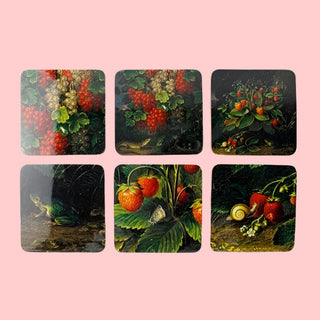 Coasters, Set Of 6, Schlesinger, Strawberries