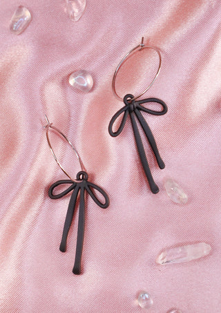 Black Bow With Silver Hoops