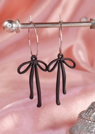 Black Bow With Silver Hoops