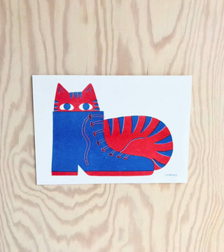 Cats and shoes A5 risoprint by Tilda Mårtensson