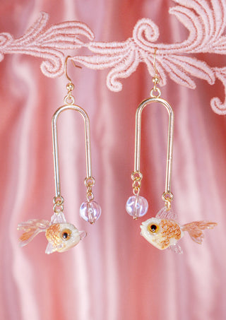 Golden Aqua Bow Earrings
