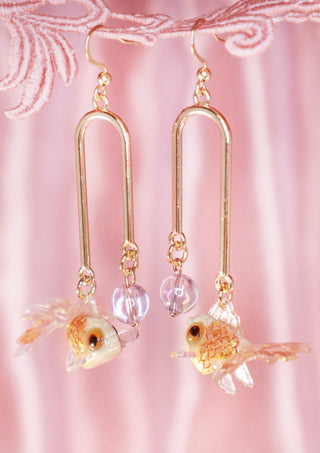 Golden Aqua Bow Earrings