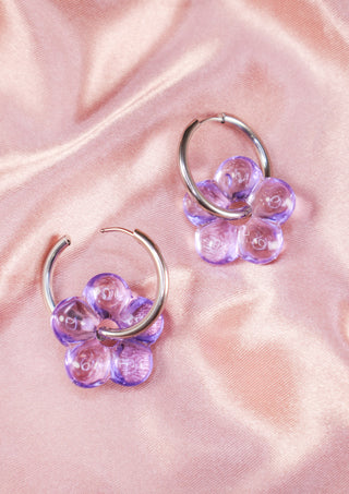 Chunky Daisy Hoops Lilac