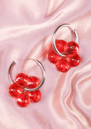 Chunky Daisy Hoops Ruby