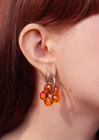Chunky Daisy Hoops Orange
