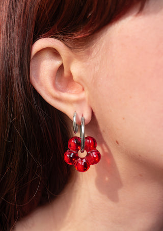 Chunky Daisy Hoops Ruby