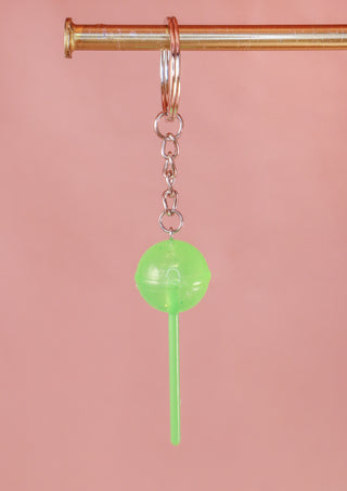 Glitter Lollipop Green Keychain