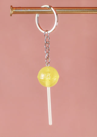 Glitter Lollipop Yellow Keychain