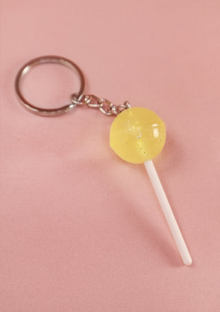 Glitter Lollipop Yellow Keychain