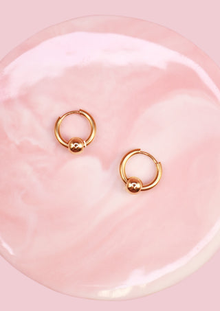 Gold Hoops With Bead