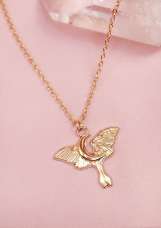 Lunar Moth Gold Necklace