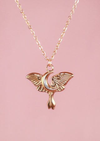 Lunar Moth Gold Necklace