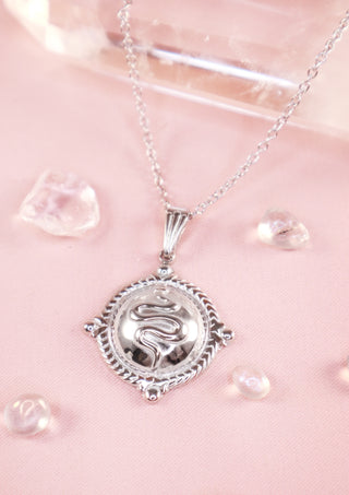 Snake Shield Silver Necklace