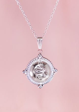 Snake Shield Silver Necklace