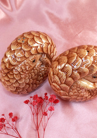 Pangolin salt and pepper shakers