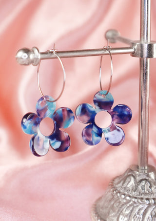 Pop Flower Hoops Blue/Purple