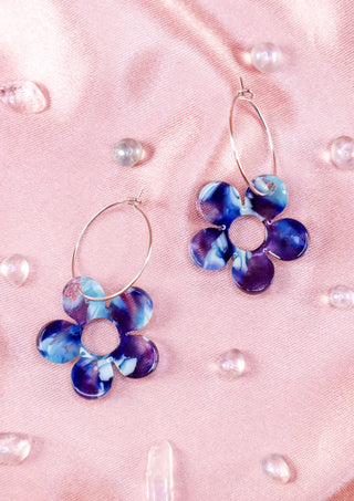 Pop Flower Hoops Blue/Purple
