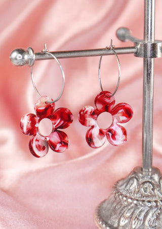 Pop Flower Hoops Red/Pink