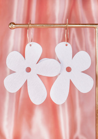 Wood Poppy Hoops White