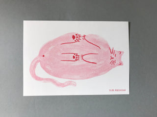 Rosa katt A4 risoprint by Tilda Mårtensson