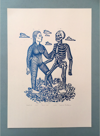 Step Into linoleum print by Emma Ekstam