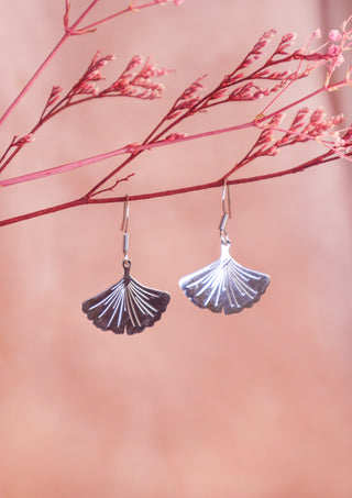 Small Ginkgo Silver Earrings
