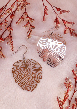 Silver Monstera Deliciosa earrings