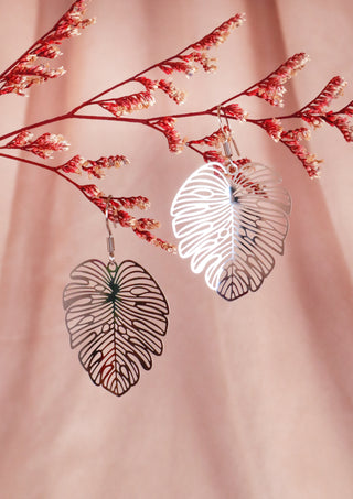 Silver Monstera Deliciosa earrings
