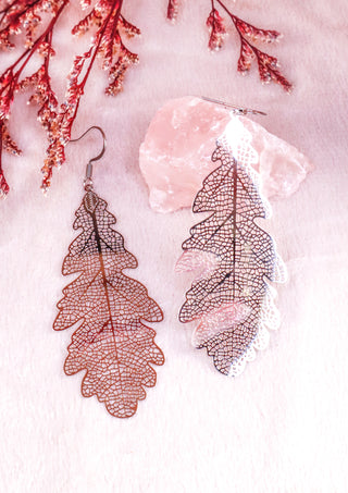 Glossy Old Oak Leaf earrings