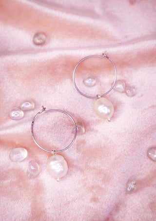 Simple pearl hoops