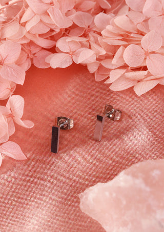 Silver stroke stainless stud earrings