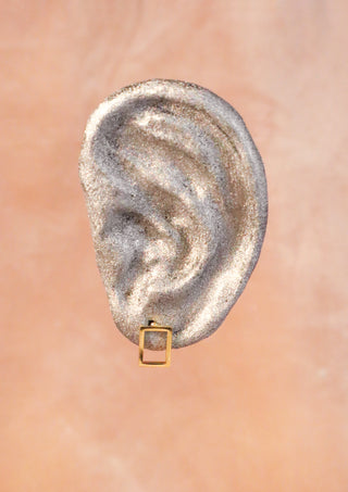 Golden rectangle stainless stud earrings