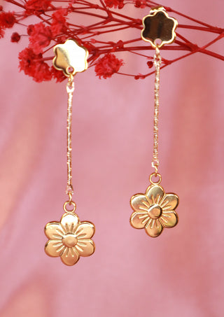 Dangly Flower Gold Earrings