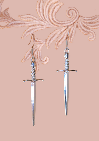 Silver dagger earrings