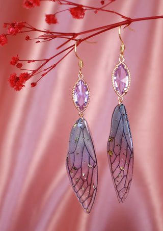 Gleaming Fairy Wing Purple/Blue Earrings