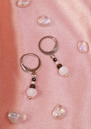 Teeny Tiny Moonstone, Obsidian & Garnet Earrings