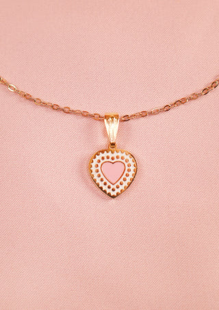 Heart-Shaped Enamel Necklace