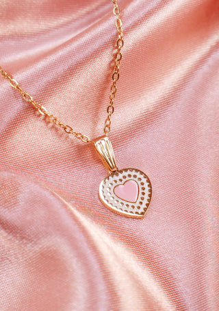 Heart-Shaped Enamel Necklace