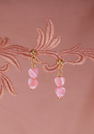 Pink Pearl Hearts Earrings