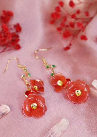 Red Camellia Earrings