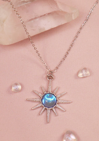Shimmering Blue Star Necklace Silver