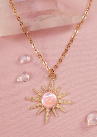 Shimmering Pink Star Necklace Gold
