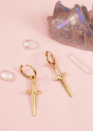 Tiny Daggers Hoops Gold
