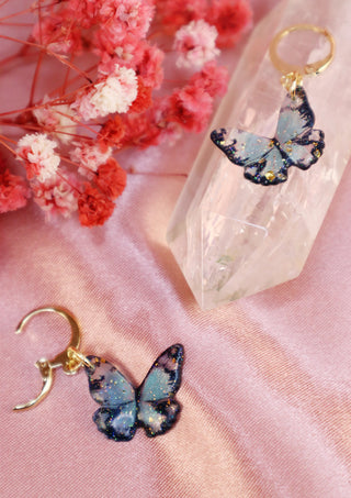 Tiny Blue Morpho Butterfly Earrings