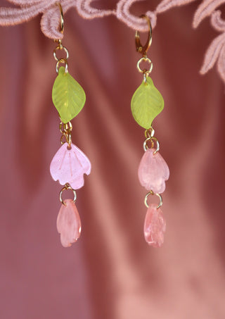 Tiny Shimmering Petals Pink Earrings